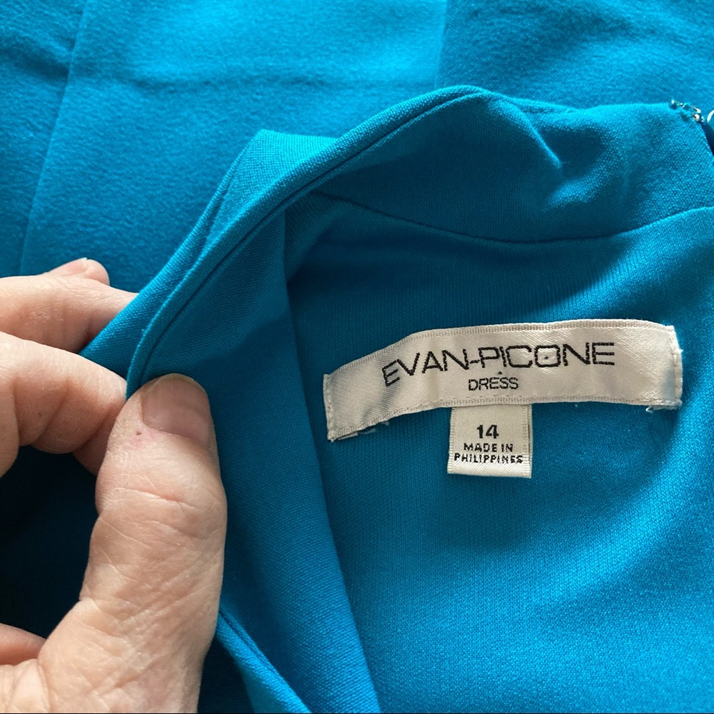 Evan Picone dress, size 14, teal blue. - Picture 2 of 5